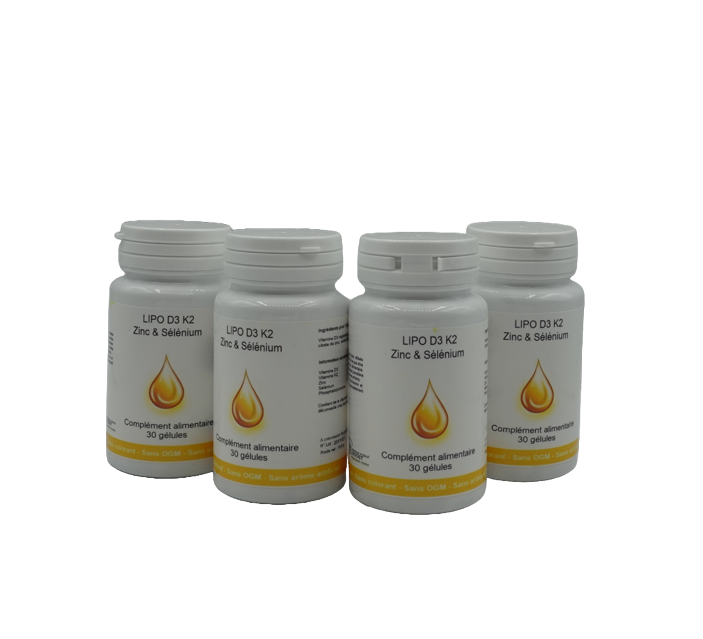 Lot 4 LIPO D3 K2 Zinc & Sélénium