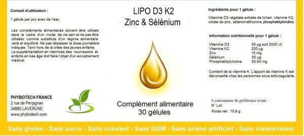 LIPO D3 K2 Zinc & Sélénium – Image 2